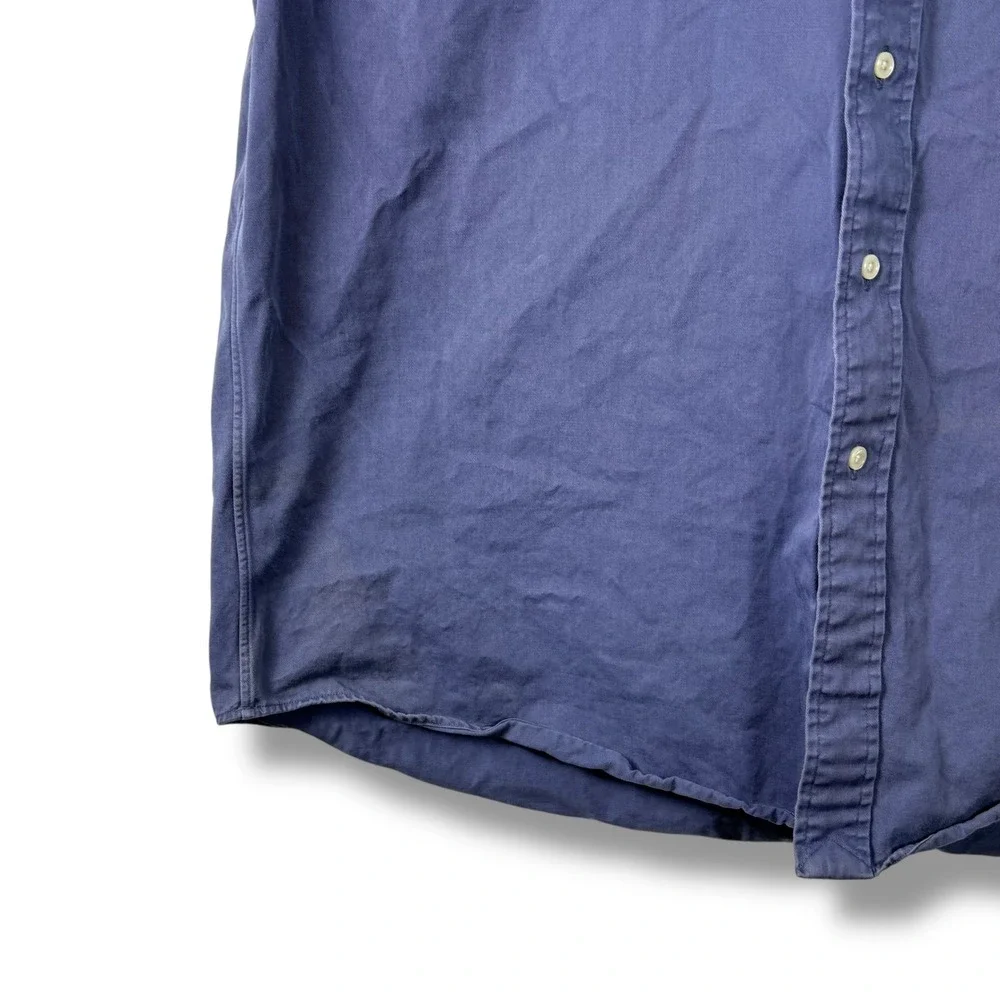 Ralph Lauren Button Down Shirt Mens L Blue Blake Cotton Short Sleeve Pony Logo‎